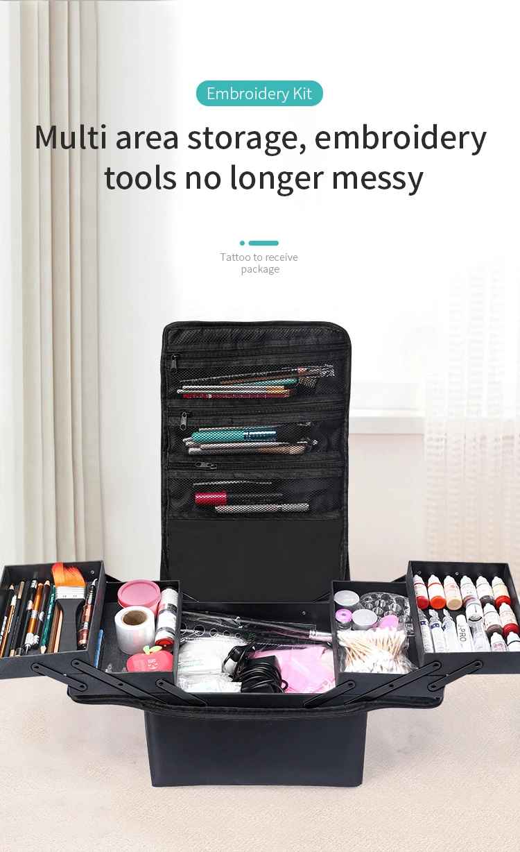 Large 4-Tier Makeup Train Case – Travel Cosmetic & Nail Organizer Box-Makeup Bags-Blushia