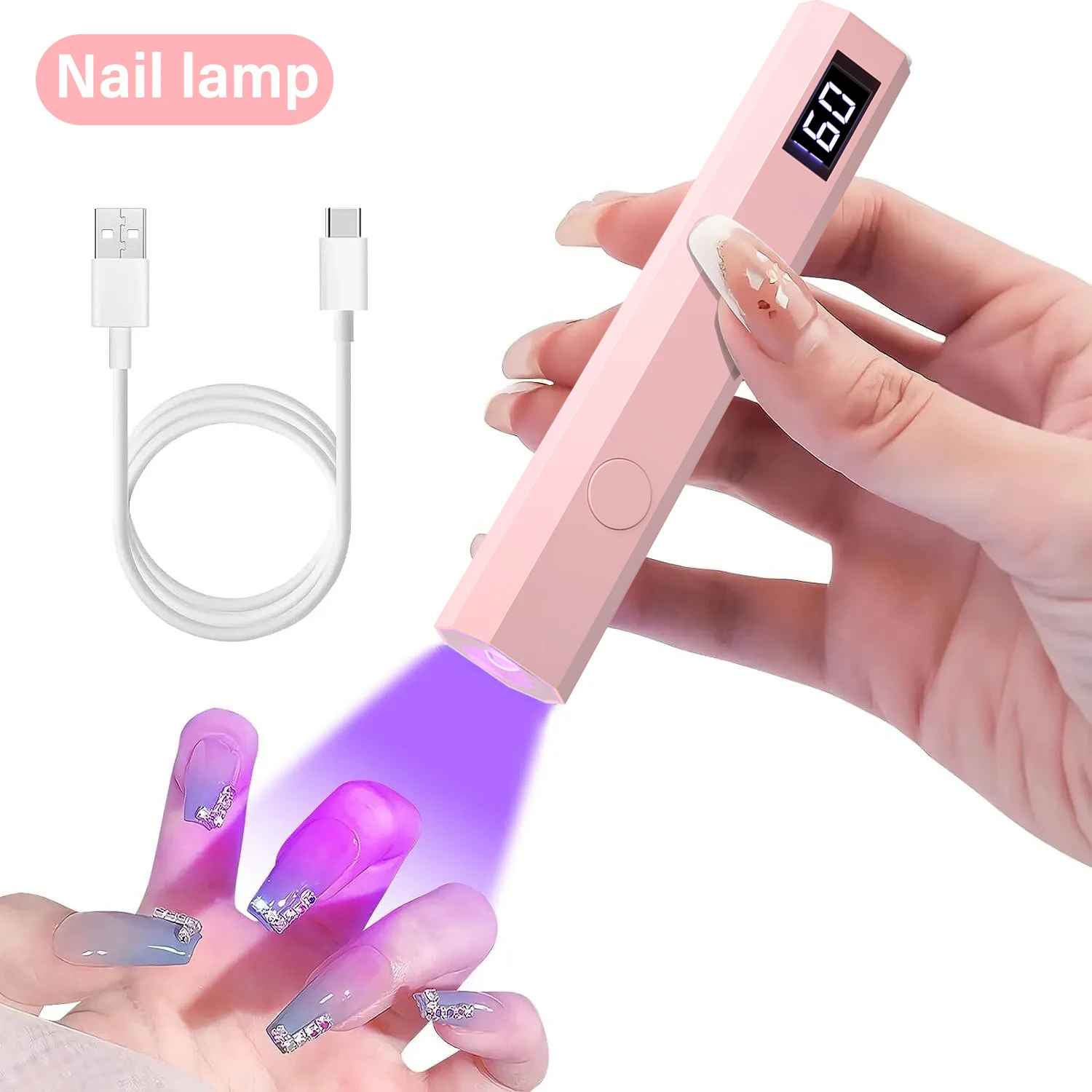 Portable UV LED Nail Lamp – Handheld Gel Polish Nail Dryer & Curing Lamp-Hand & Foot Accessories-Blushia