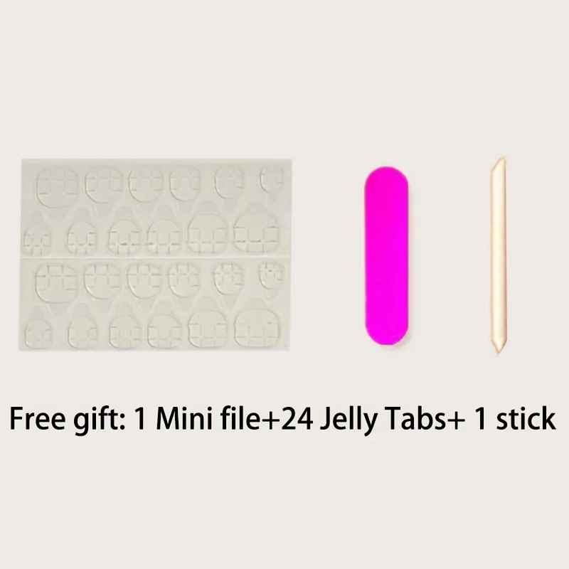 24-Piece Short Coffin Press-On Nails – Pink White Rhinestone Fake Nails-False Nails-Blushia