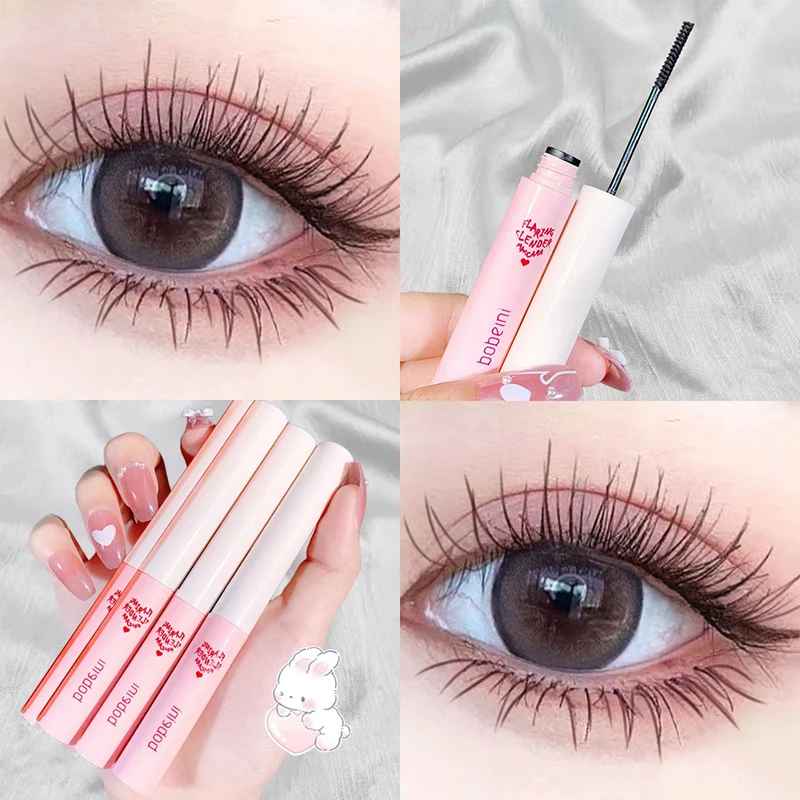 Ultra-Fine Brush Mascara Makeup Silk Fiber Lengthens Eyelashes Waterproof Fast Dry Matte Brown Black Curling Mascara Comestics-Mascara-Blushia