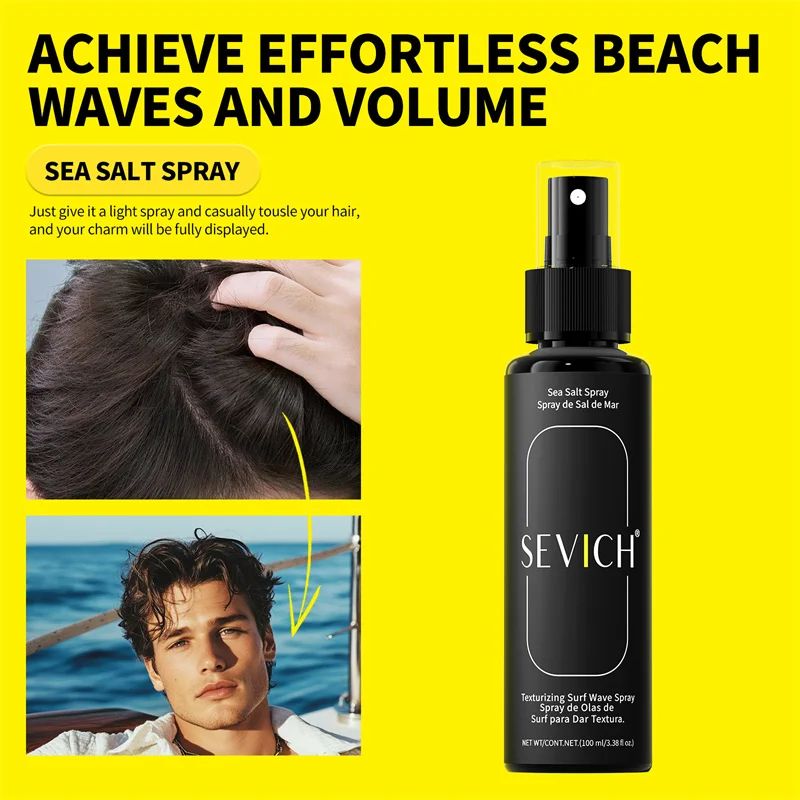 100ml Natural Sea Salt Spray for Men Salt Water Hair Mist Hair Volumizing Thickness Wave Curls Seasalt Hair Spray Styling Mist-Hair Styling-Blushia