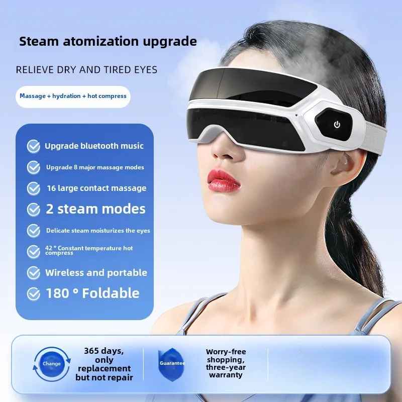 Smart Steam Eye Massager, Airbag & Vibration – Foldable Anti-Puffiness & Eye Care Device-Eye Care Accessories-Blushia
