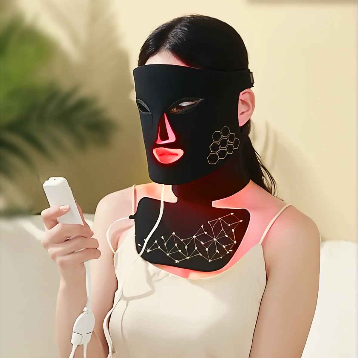 Rechargeable LED Face & Neck Mask – Red Light Therapy & Infrared Skin Rejuvenation Device for Anti-Ageing & Glowing Skin-Face & Neck Mask Device-Blushia