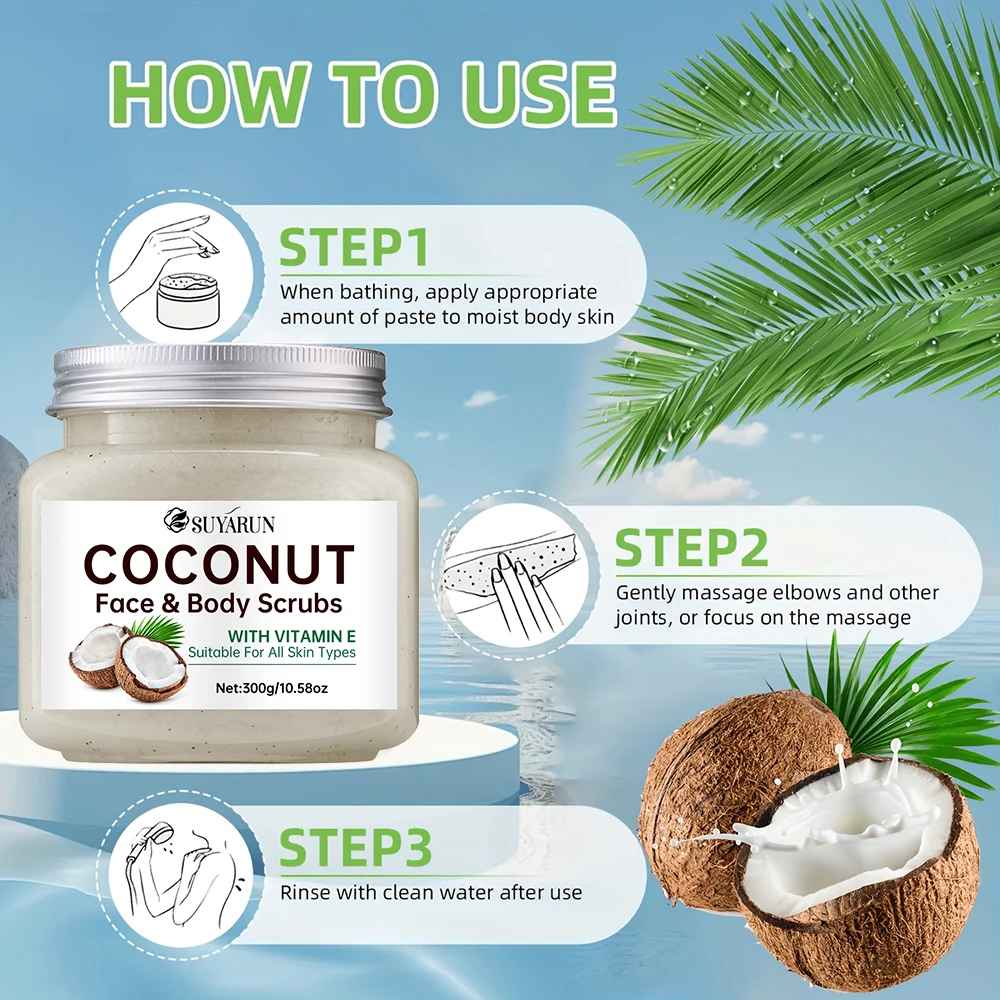 SUYARUN Organic Coconut Sugar Body Scrub Exfoliating & Moisturizing - Natural Spa Care-Body Scrub-Blushia