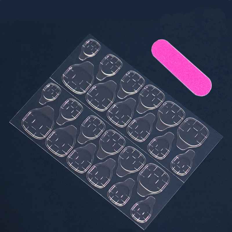 24pcs Coffin Shaped Fake Nails +1 Nail File +1 Jelly-False Nails-Blushia