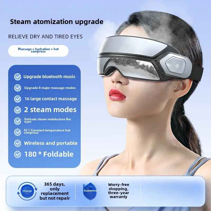 Smart Steam Eye Massager, Airbag & Vibration – Foldable Anti-Puffiness & Eye Care Device-Eye Care Accessories-Blushia