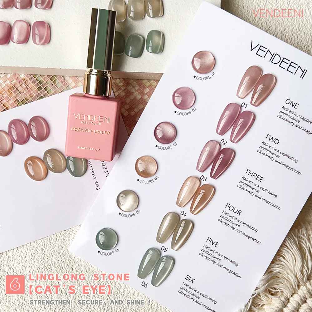 6-Color Magnetic Cat Eye Gel Nail Polish Set – Pink UV LED Soak-Off Gel-Gel Nails-Blushia