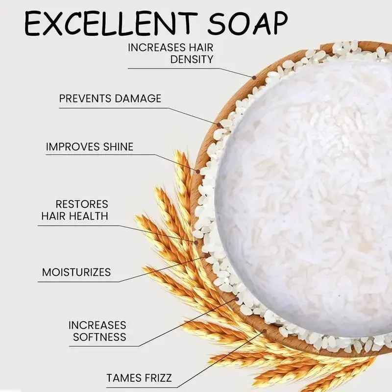 Organic Rice Shampoo Soap Bar – Nourishing & Hair Growth Conditioning-Shampoo Soap-Blushia