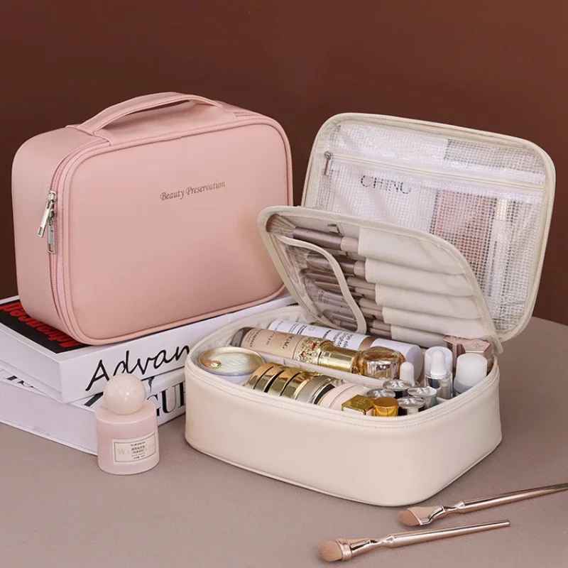Large Capacity Travel Makeup Bag – Portable Cosmetic & Toiletry Organizer-Makeup Bags-Blushia