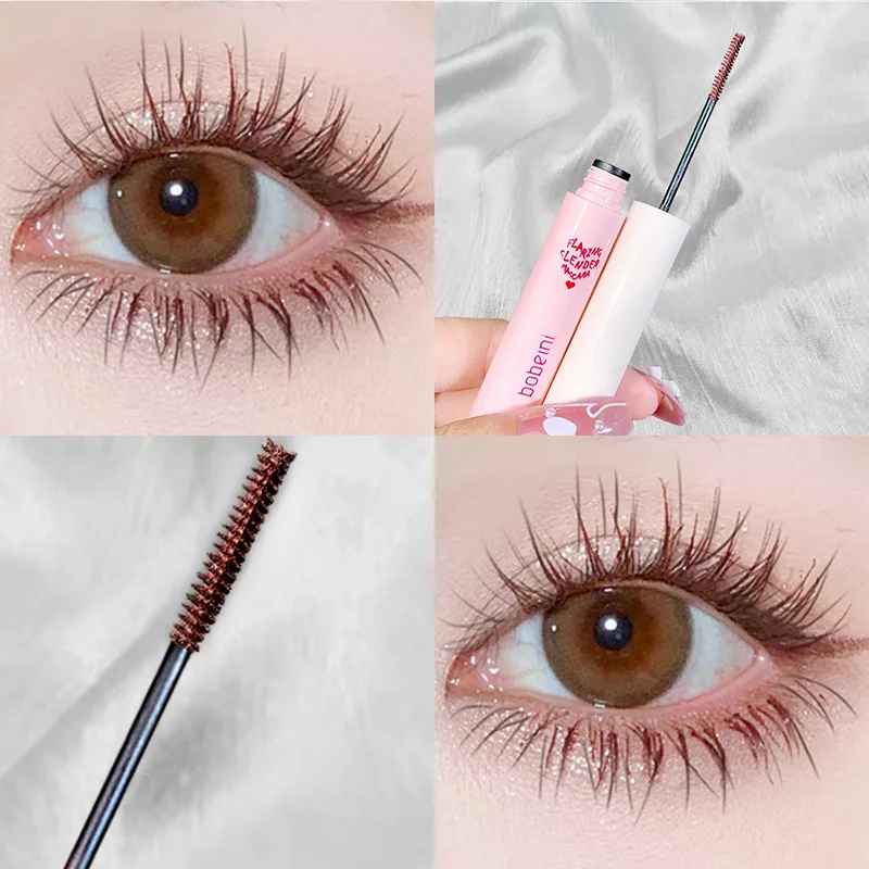 Ultra-Fine Brush Mascara Makeup Silk Fiber Lengthens Eyelashes Waterproof Fast Dry Matte Brown Black Curling Mascara Comestics-Mascara-Blushia