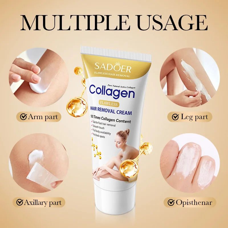 SADOER Collagen Ossein Hair Removal Cream Non Irritating Quick Whole Body Axillary Armpit Arm Leg Privates Hair Remover Creams-Shaving-Blushia