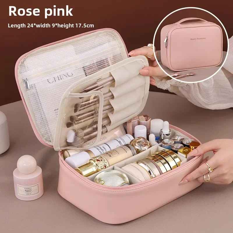 Large Capacity Travel Makeup Bag – Portable Cosmetic & Toiletry Organizer-Makeup Bags-Blushia
