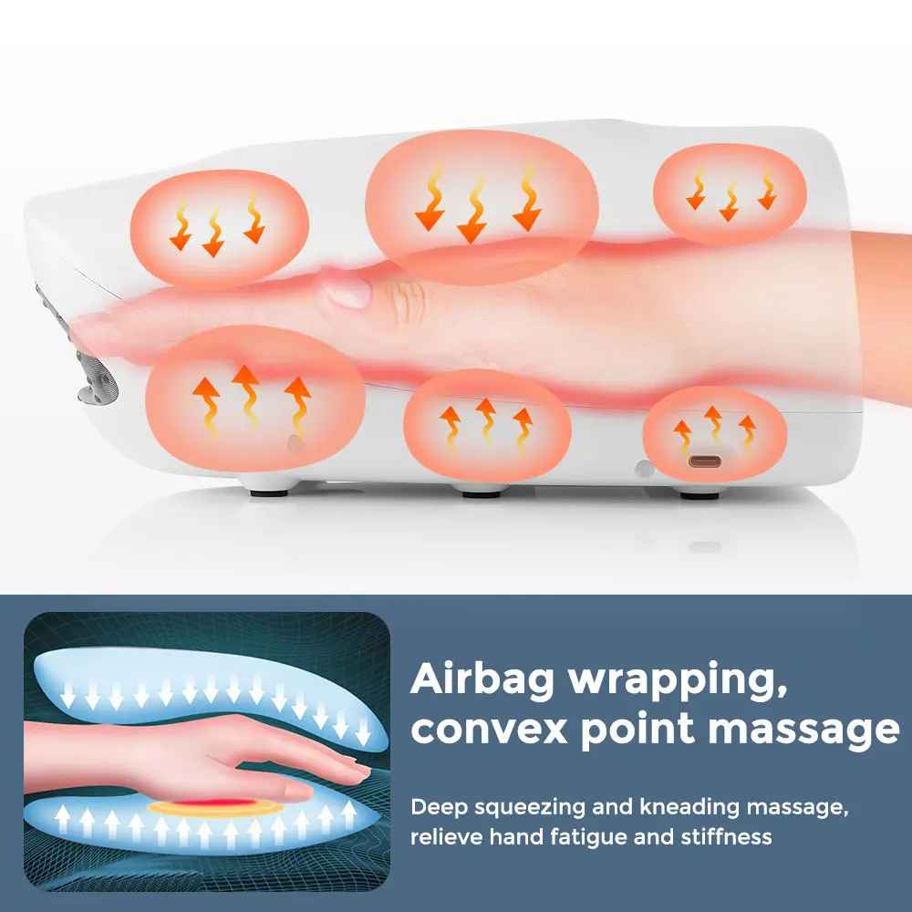 Air Compression Hand Massager with Hot Compress – Palm & Finger Pain Relief-Hand & Foot Accessories-Blushia