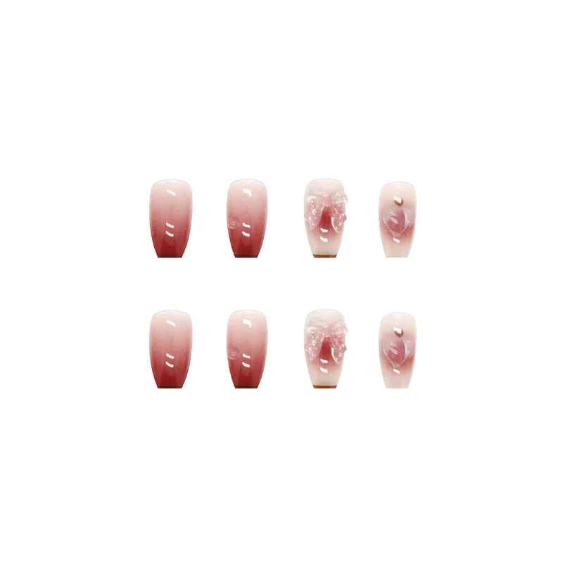 24-Piece Short Trapezoid Press-On Nails Set with Jelly Glue & Nail File-False Nails-Blushia