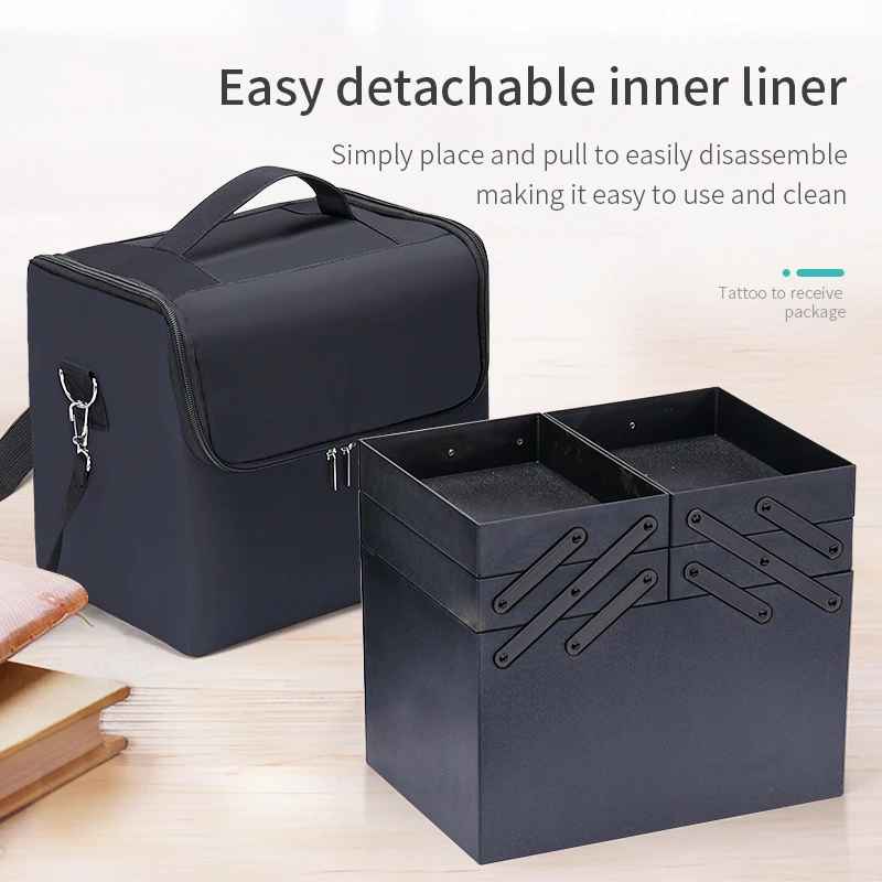 Large 4-Tier Makeup Train Case – Travel Cosmetic & Nail Organizer Box-Makeup Bags-Blushia