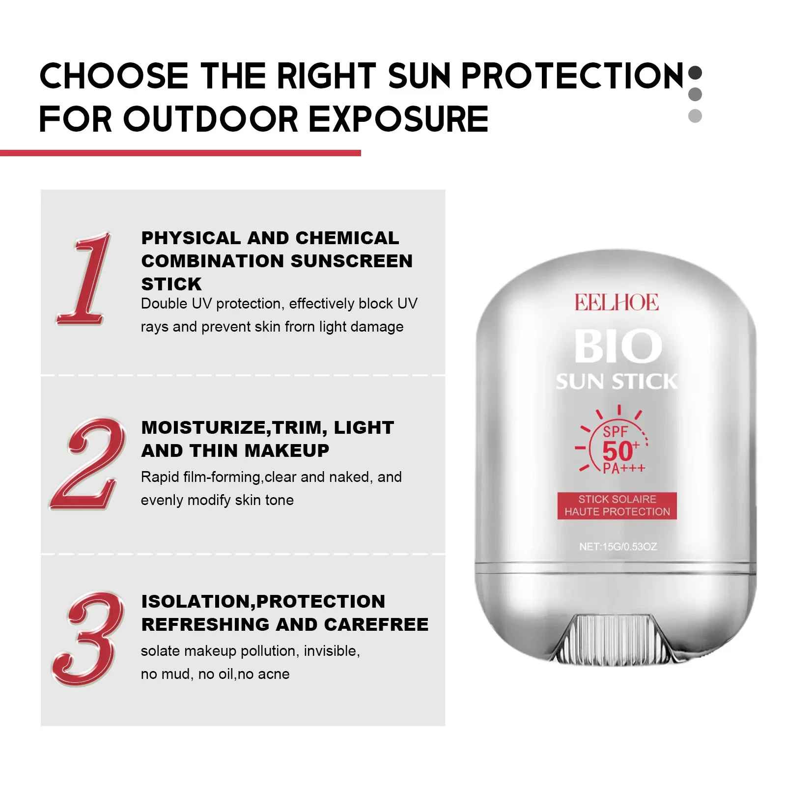 Facial Sunscreen Stick SPF 50+ Sunscreen Stick Refreshing Oil Control Sun Block-Sun Protection-Blushia