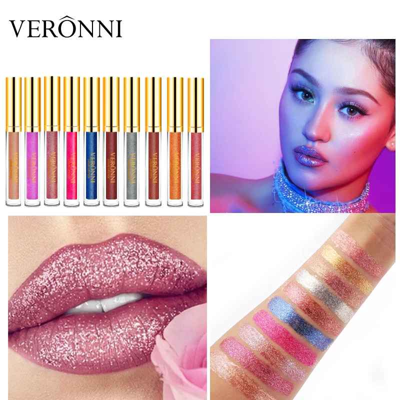 Glitter Liquid Lipstick – Shimmer Pearlescent Waterproof Long-Lasting Gloss-Glitter Lip Gloss-Blushia