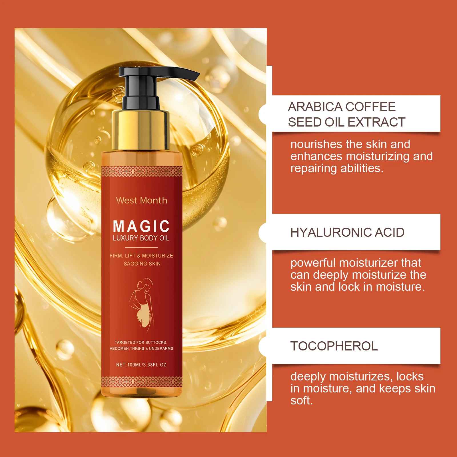 West Month Magic Luxury Body Tightening Oil Deeply Moisturizing Dry Skin Sagging-Body Oil-Blushia