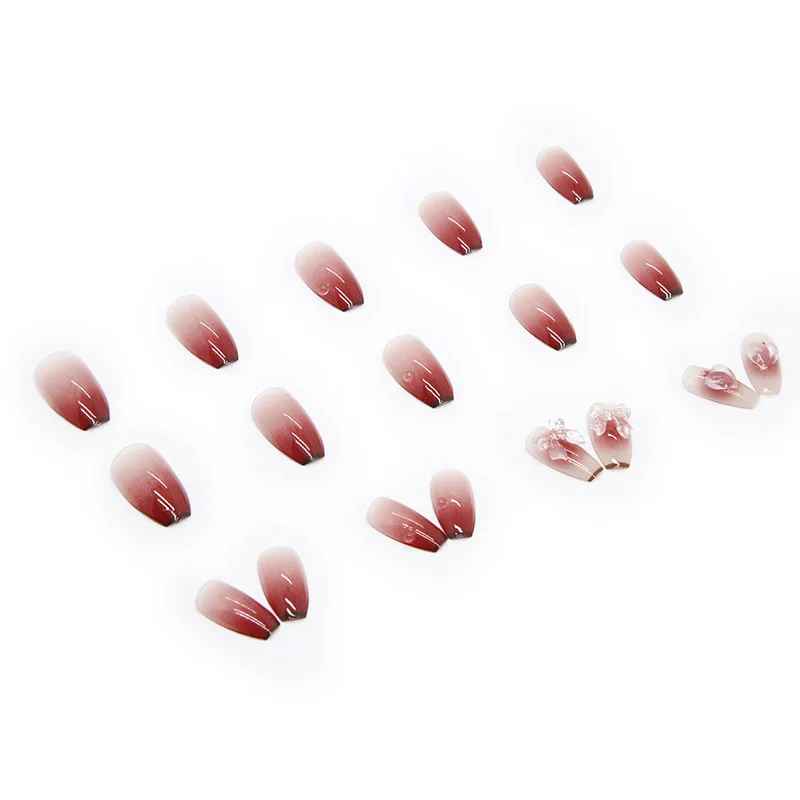 24-Piece Short Trapezoid Press-On Nails Set with Jelly Glue & Nail File-False Nails-Blushia
