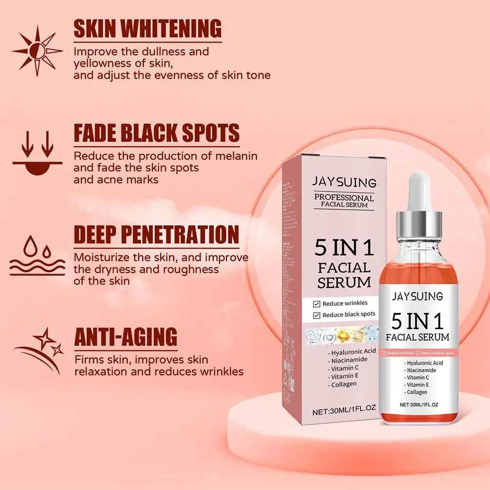 5-in-1 Vitamin C Face Serum – Hyaluronic Acid Firming & Pore Minimizing Care-Face Serum-Blushia