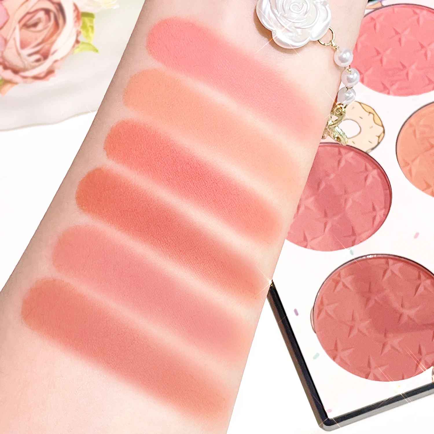 6-Color Blush Palette – Matte & Shimmer Natural Face Blusher-Blush-Blushia