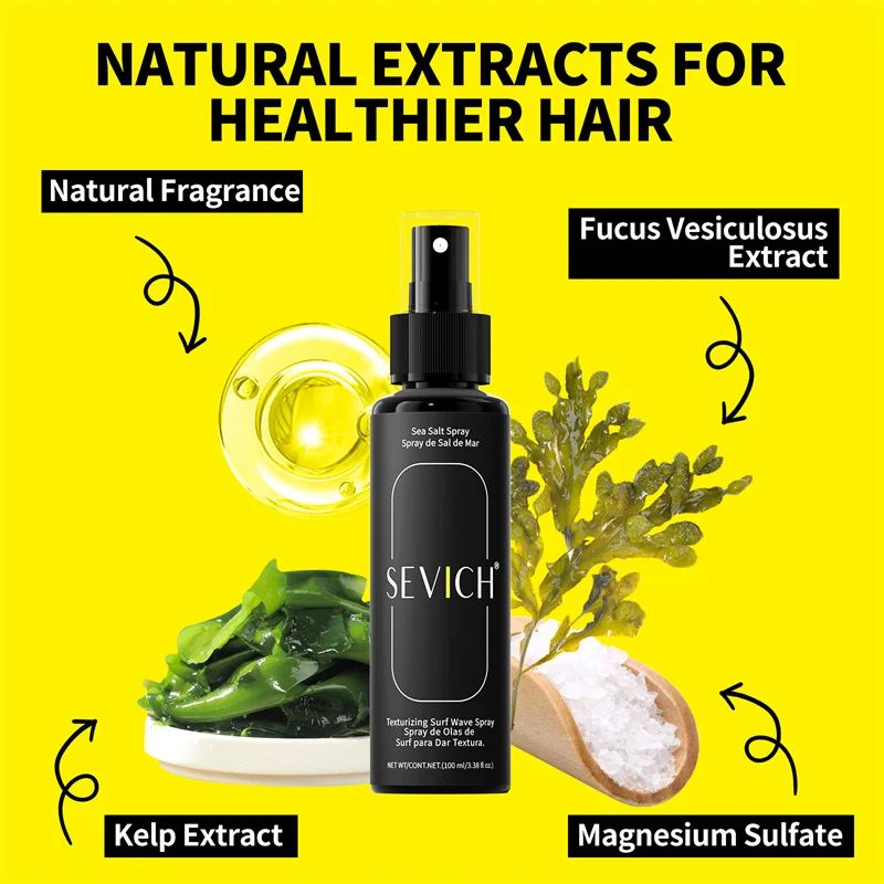 100ml Natural Sea Salt Spray for Men Salt Water Hair Mist Hair Volumizing Thickness Wave Curls Seasalt Hair Spray Styling Mist-Hair Styling-Blushia