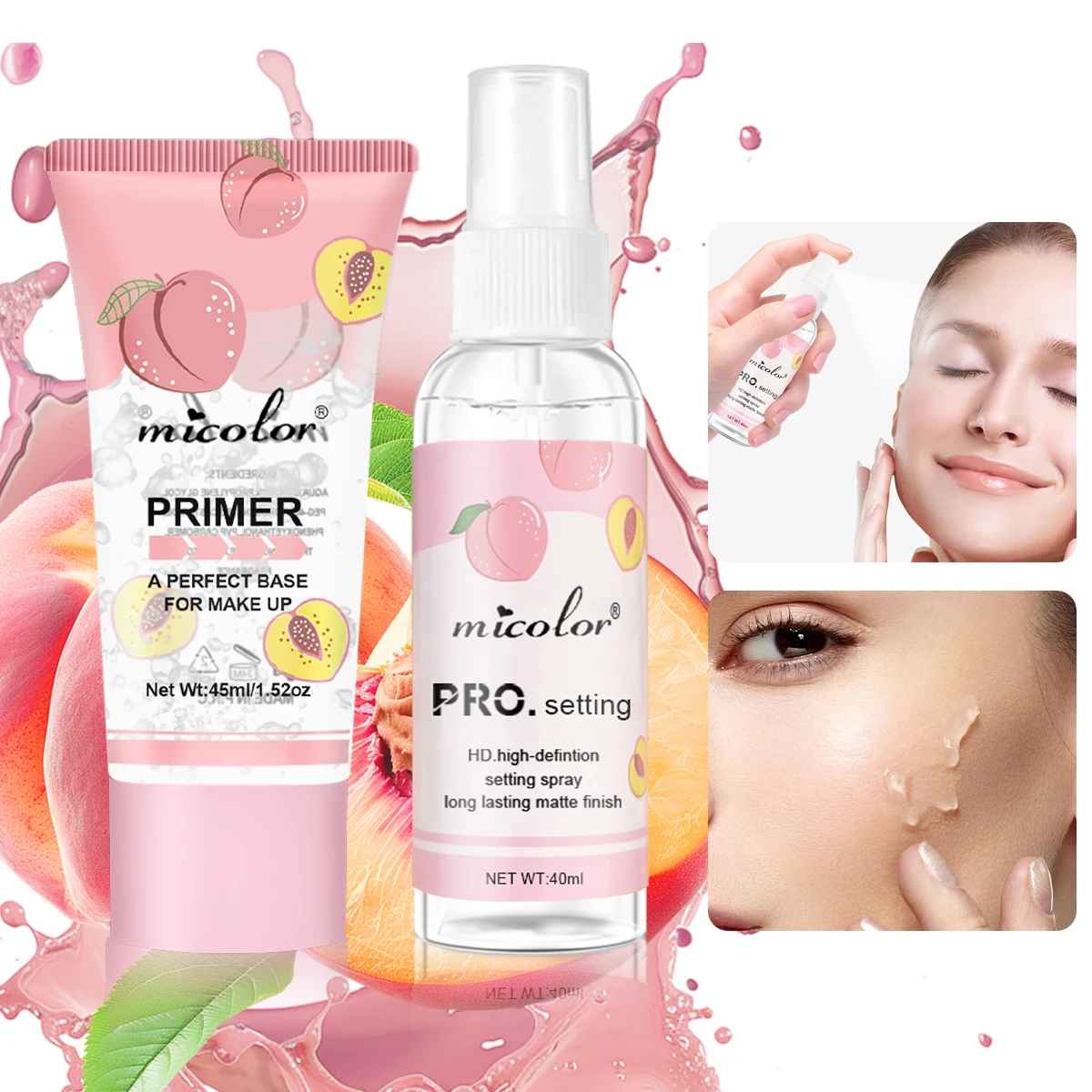 Makeup Primer & Setting Spray Set – Pore Blurring Long-Lasting Base & Finish-Primer & Setting Spray-Blushia