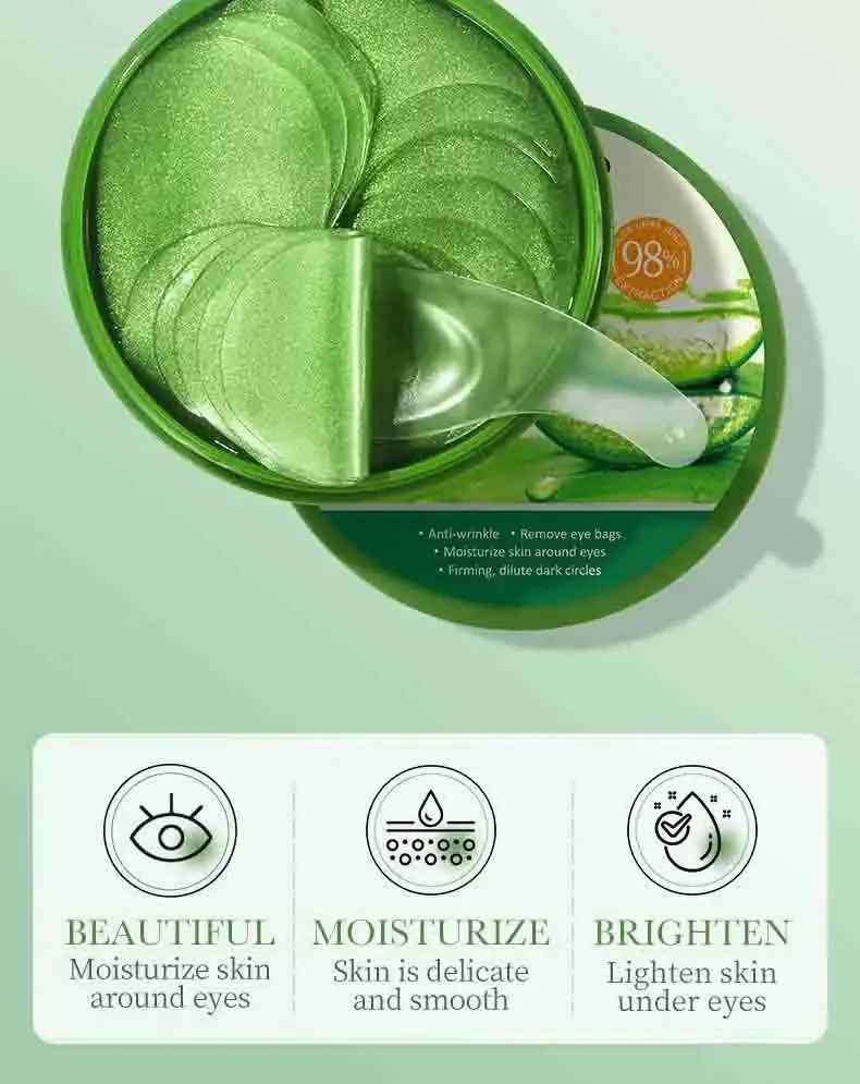 60PCS Aloe Vera Collagen Eye Mask – Anti-Dark Circles & Wrinkle Care-Eye Mask-Blushia