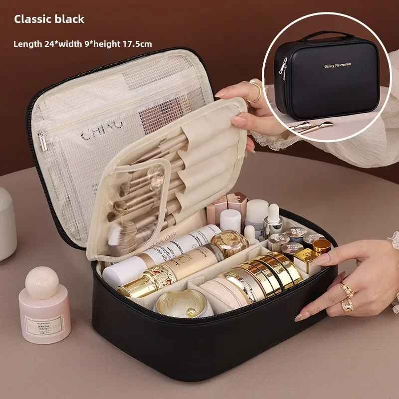 Large Capacity Travel Makeup Bag – Portable Cosmetic & Toiletry Organizer-Makeup Bags-Blushia