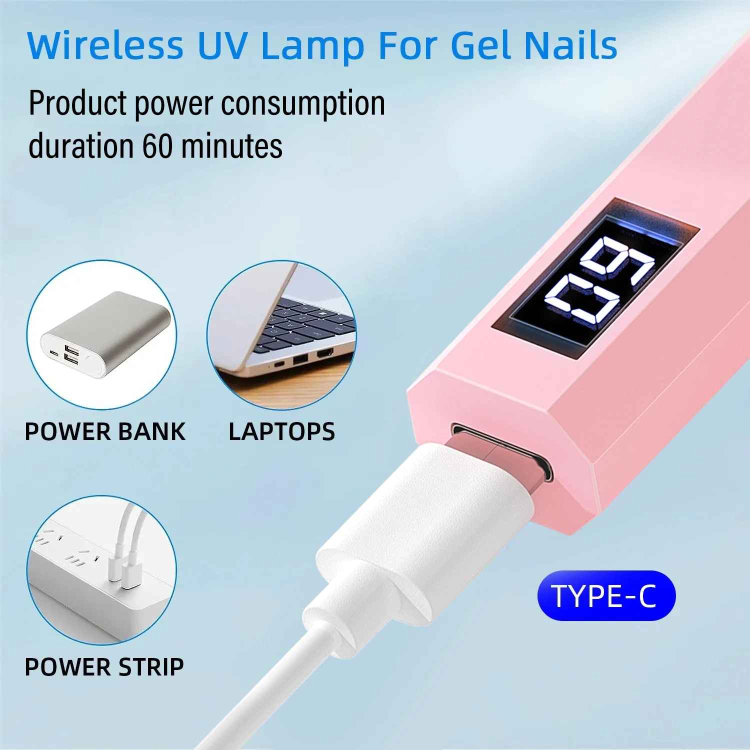 Portable UV LED Nail Lamp – Handheld Gel Polish Nail Dryer & Curing Lamp-Hand & Foot Accessories-Blushia