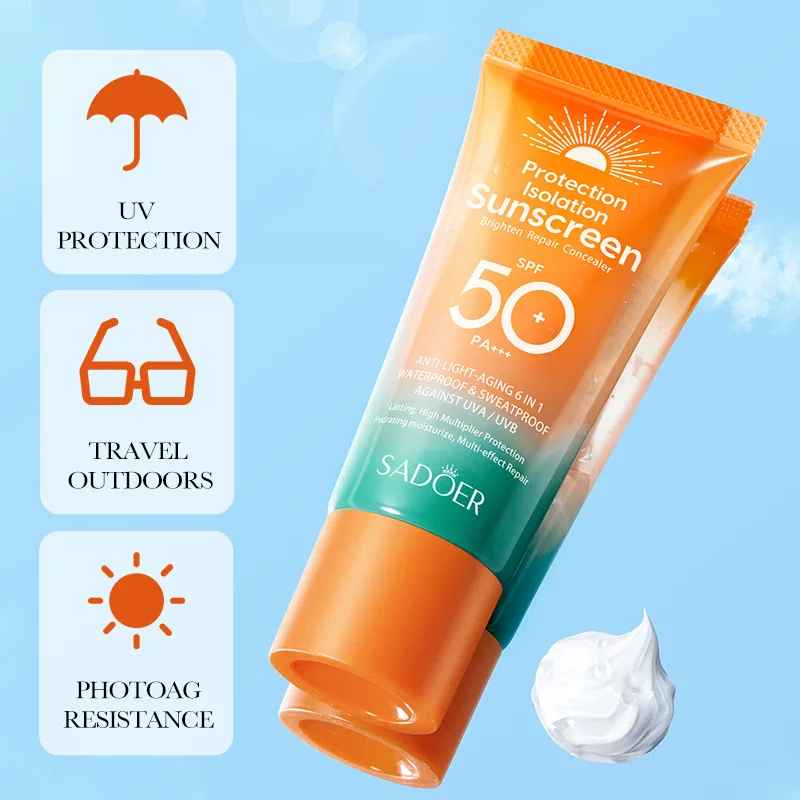 SADOER SPF 50+ Sunscreen For Face Protector Solar Skincare Dual Tube Multi Effect PA+++ Facial Sunscreen Solar Blocker-Sun Protection-Blushia