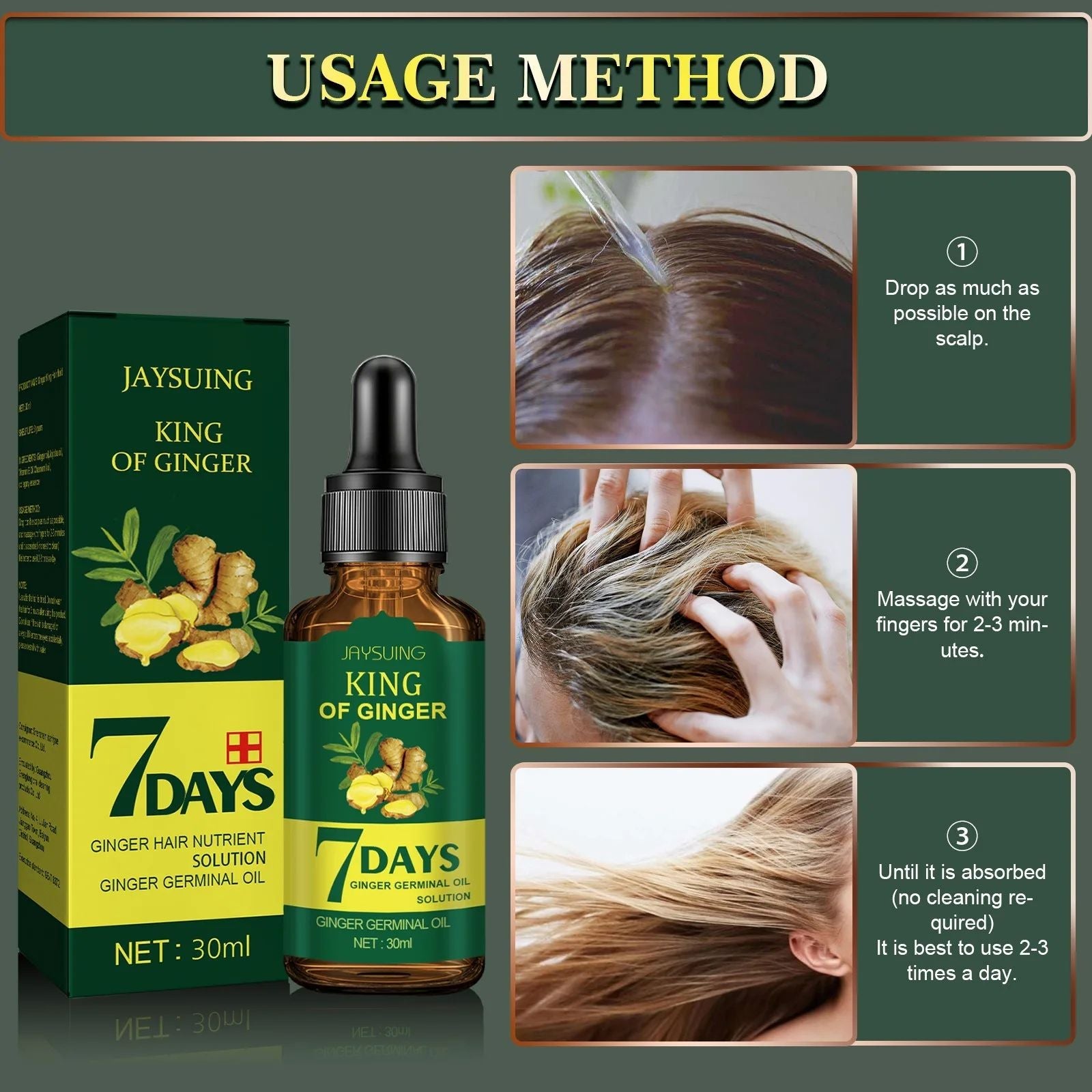 30ml Ginger Hair Essence – Anti Hair Loss & Scalp Care Essential Oil for Men & Women-Hair Oil-Blushia
