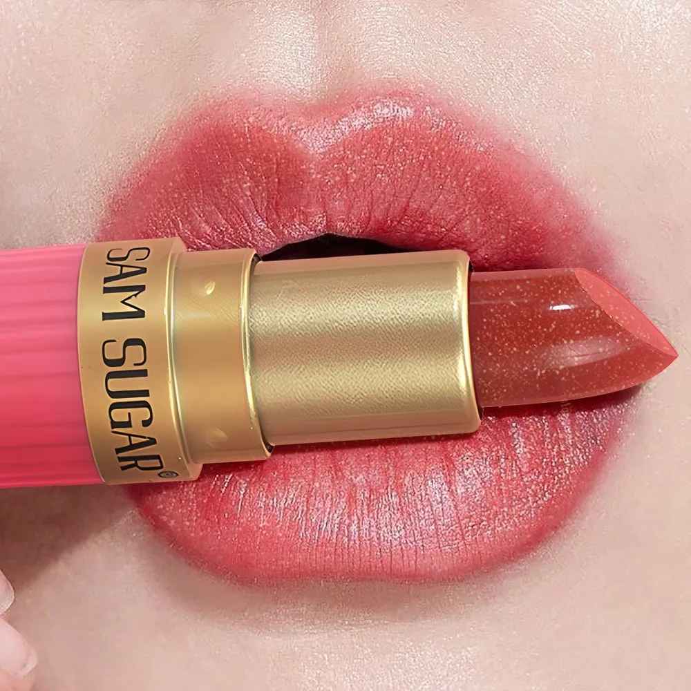 Nude Pink Glitter Lipstick – Metallic Shimmer Long-Lasting Waterproof Gloss-Lipstick-Blushia