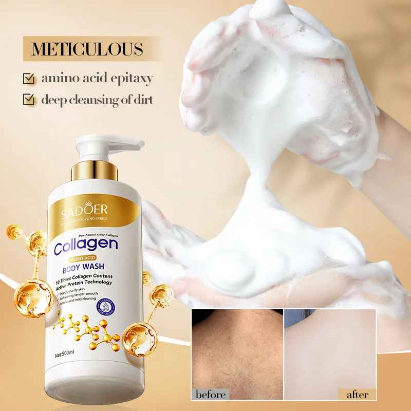 Sadoer Collagen Amino Acid Cleansing Body Wash Moisturizing Niacinamide Brightening Body Cleansers Improve Rough Mite Removal-Body Wash-Blushia