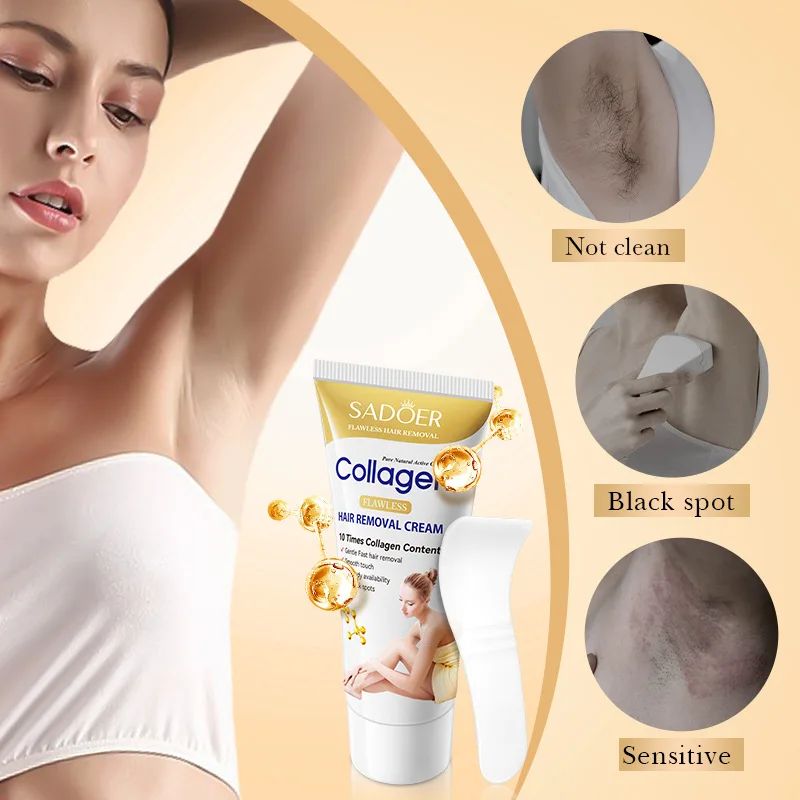 SADOER Collagen Ossein Hair Removal Cream Non Irritating Quick Whole Body Axillary Armpit Arm Leg Privates Hair Remover Creams-Shaving-Blushia