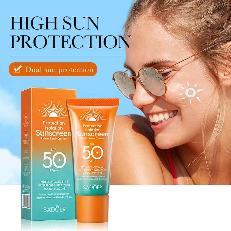 SADOER SPF 50+ Sunscreen For Face Protector Solar Skincare Dual Tube Multi Effect PA+++ Facial Sunscreen Solar Blocker-Sun Protection-Blushia