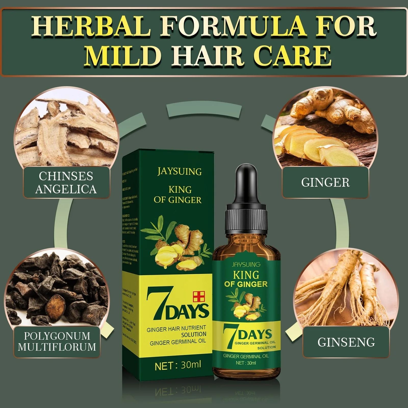 30ml Ginger Hair Essence – Anti Hair Loss & Scalp Care Essential Oil for Men & Women-Hair Oil-Blushia