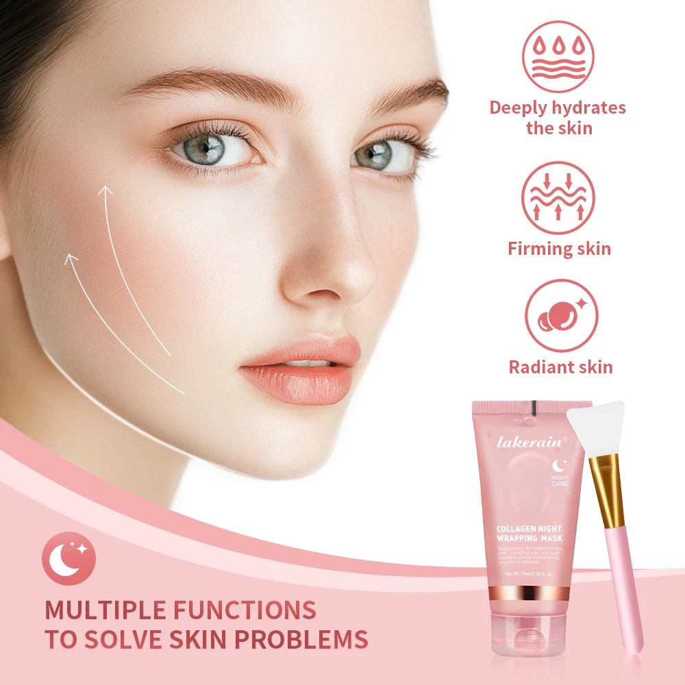 Collagen Wrapping Face Mask & Brush Set – Hydrating Brightening Glow Care-Face Mask-Blushia
