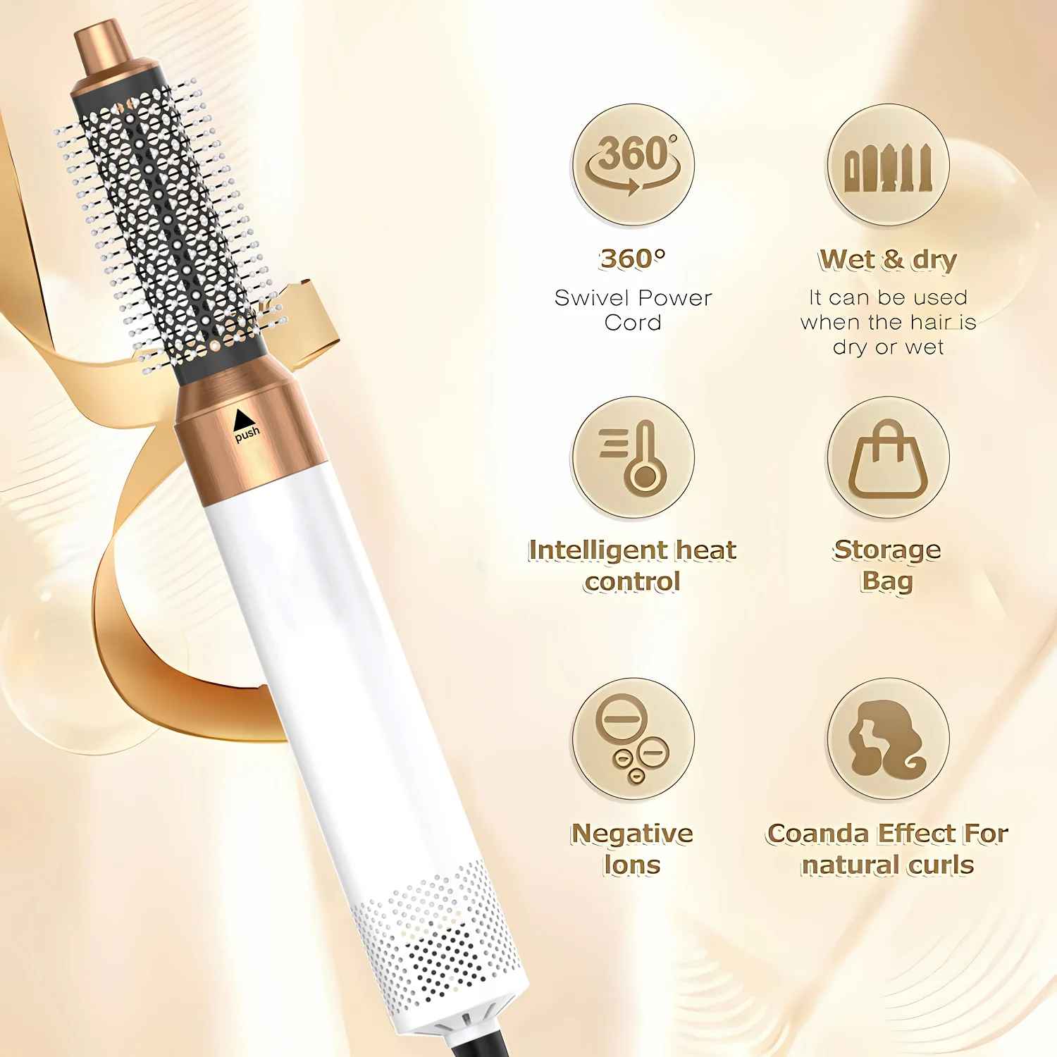 5-in-1 Hot Air Hair Styler Dryer Brush – Curling, Straightening & Volumising Hair Styling Tool-Hair Dryer, Curler, & Straightener-Blushia