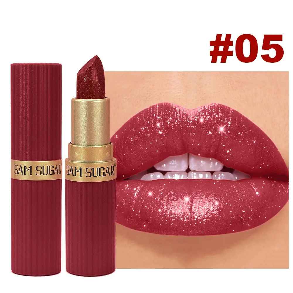 Nude Pink Glitter Lipstick – Metallic Shimmer Long-Lasting Waterproof Gloss-Lipstick-Blushia