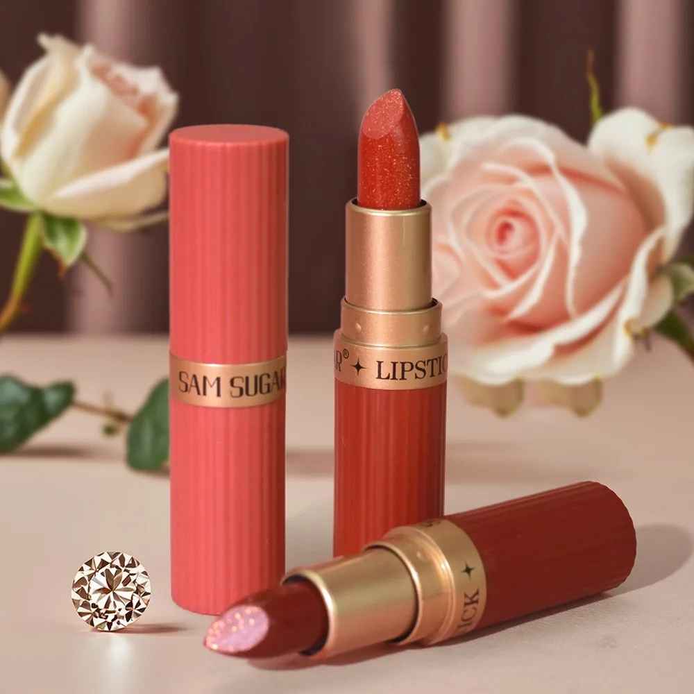 Nude Pink Glitter Lipstick – Metallic Shimmer Long-Lasting Waterproof Gloss-Lipstick-Blushia