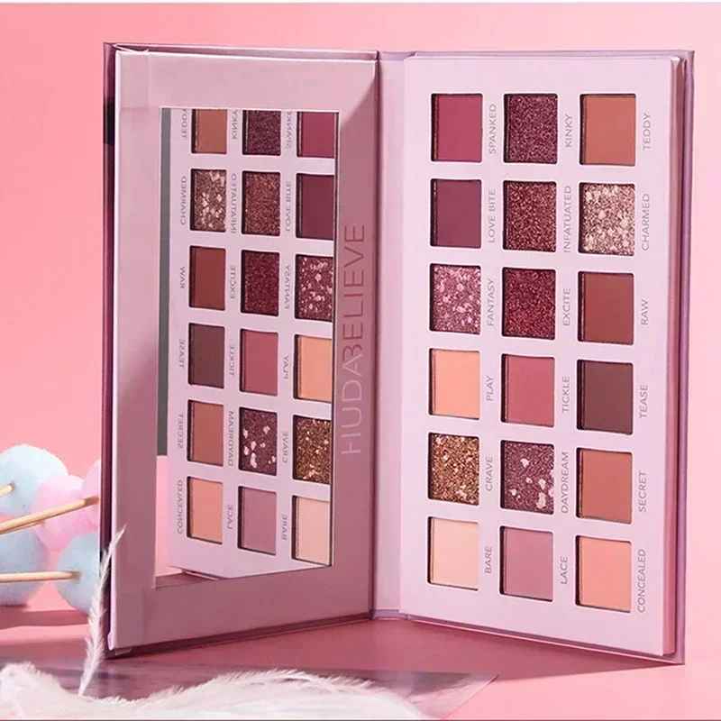 18-Color Glitter Eyeshadow Palette – Matte & Shimmer Nude Shades with Mirror-Eyeshadow-Blushia