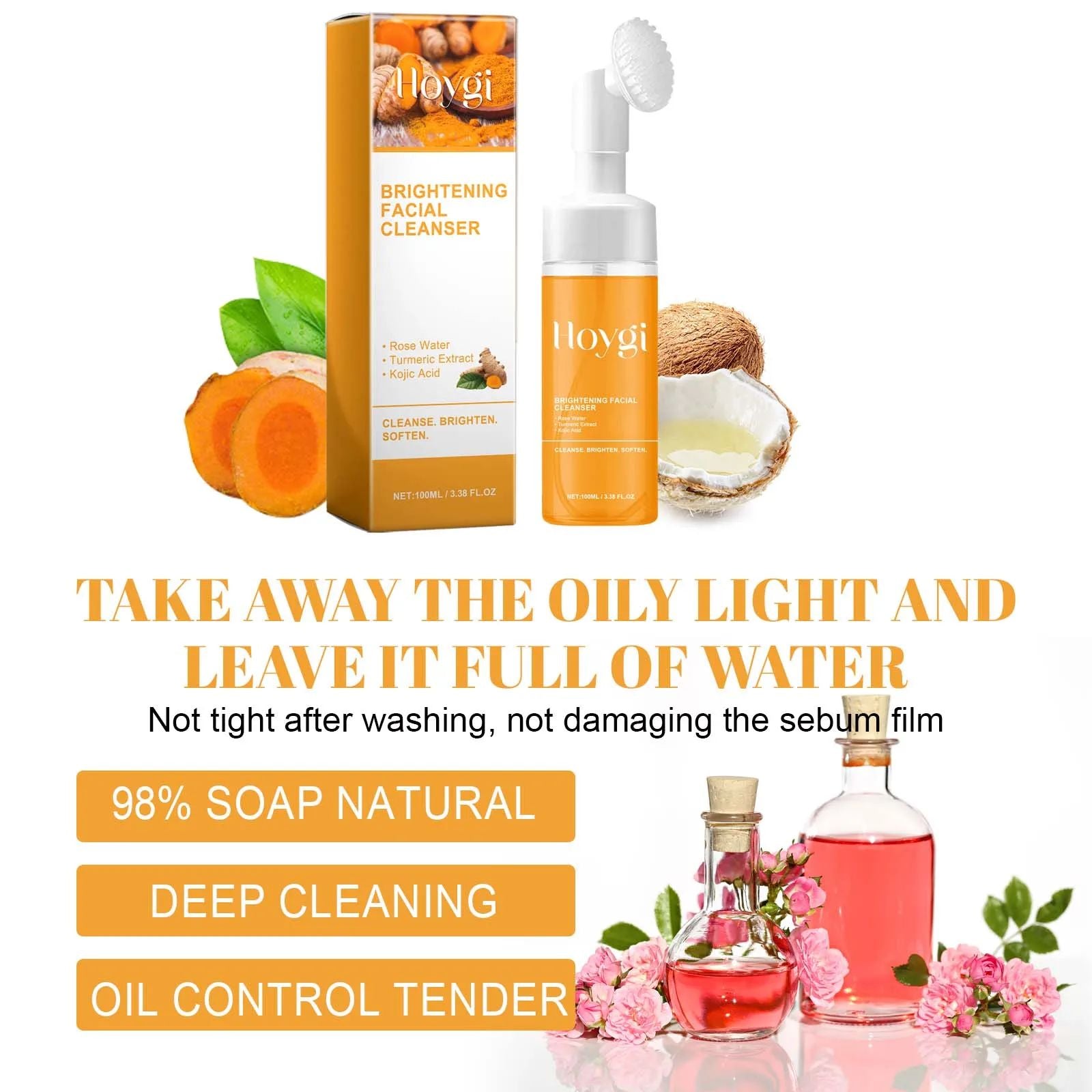 Turmeric & Kojic Acid Cleanser – Deep Cleansing, Blackhead Removal & Brightening Foam-Cleanser-Blushia