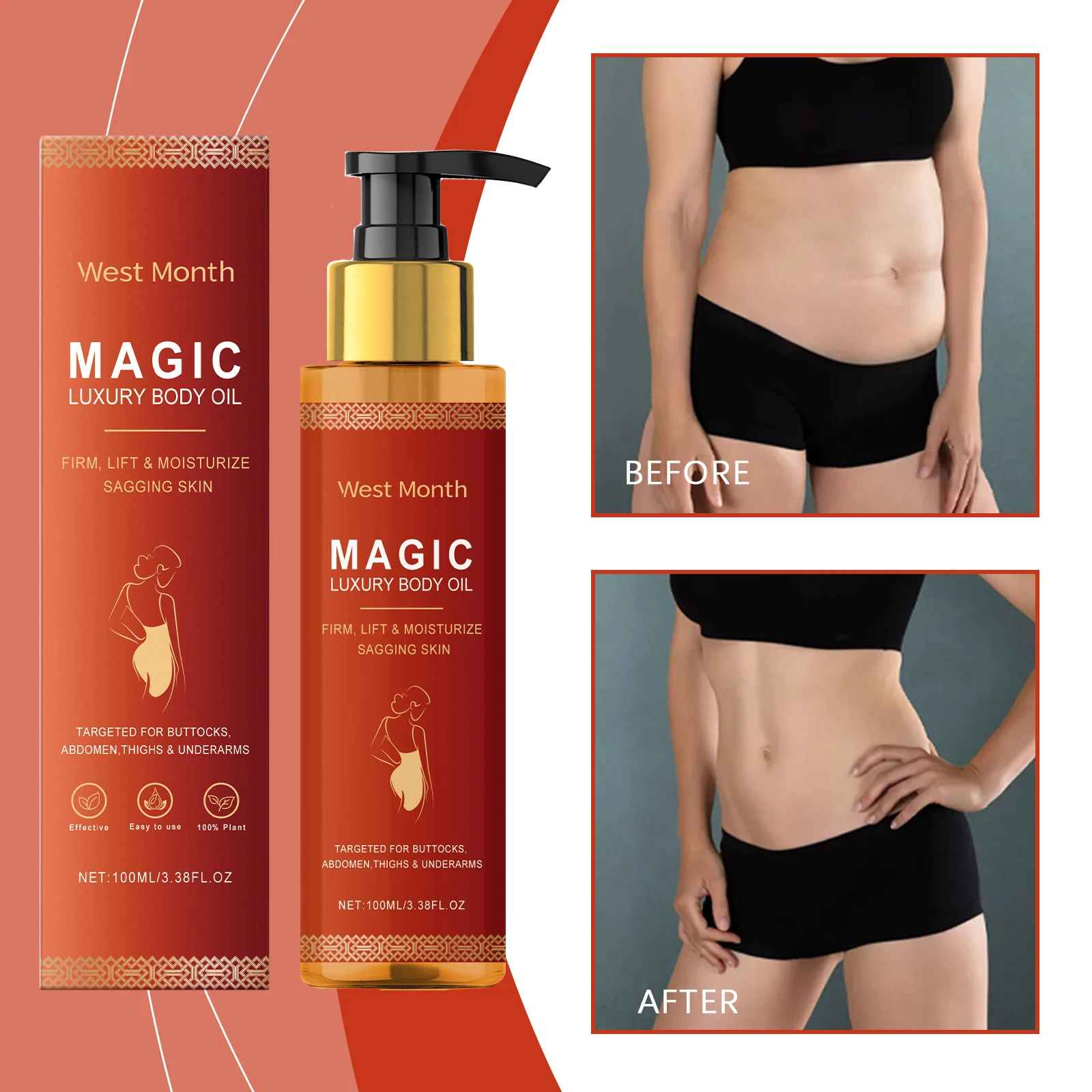 West Month Magic Luxury Body Tightening Oil Deeply Moisturizing Dry Skin Sagging-Body Oil-Blushia