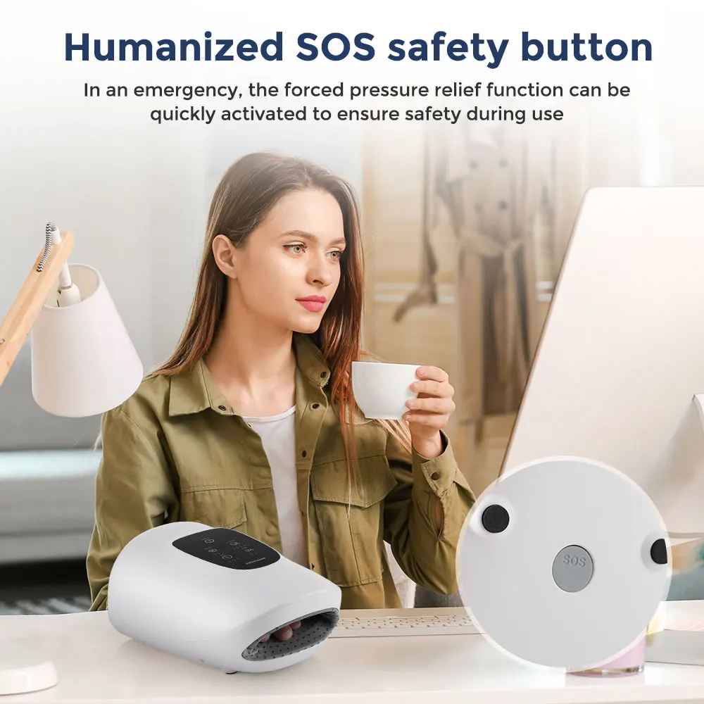 Air Compression Hand Massager with Hot Compress – Palm & Finger Pain Relief-Hand & Foot Accessories-Blushia