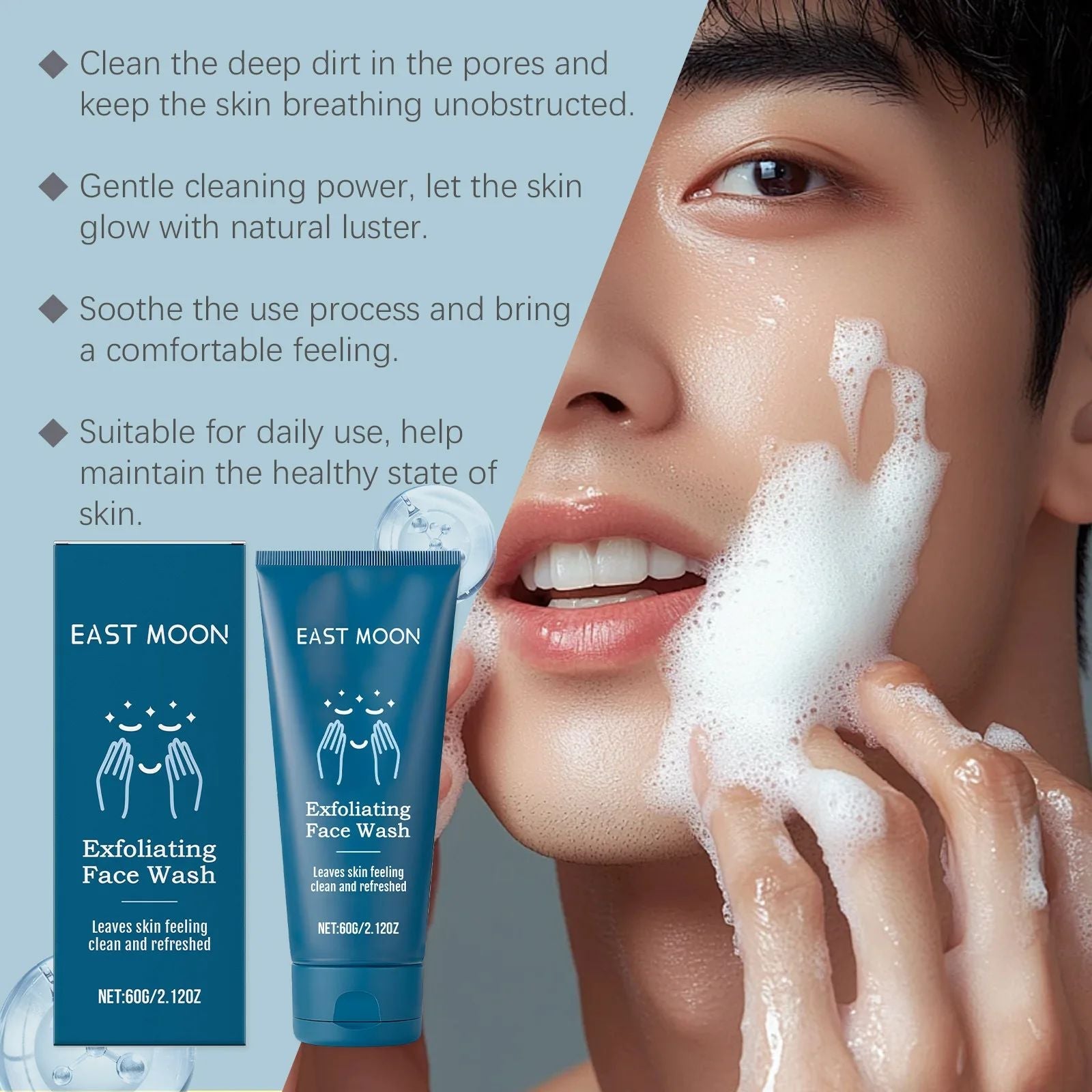 Eucalyptus Mint Men Face Cleanser – Deep Pore Oil Control Refreshing Wash-Face Wash-Blushia