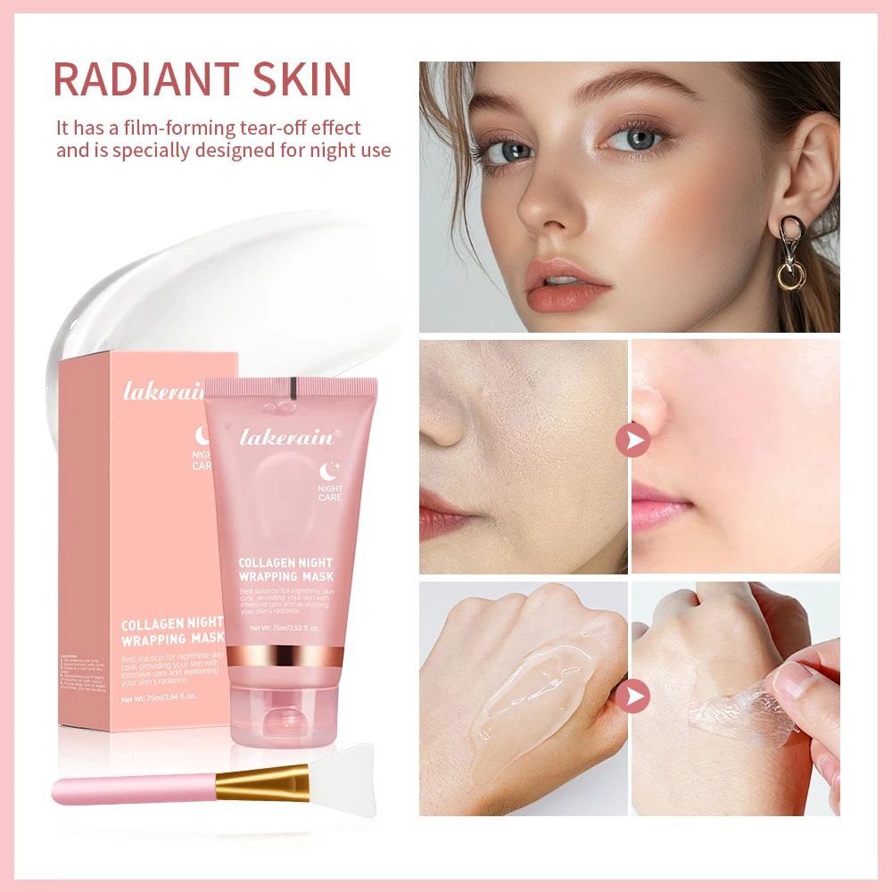 Collagen Wrapping Face Mask & Brush Set – Hydrating Brightening Glow Care-Face Mask-Blushia