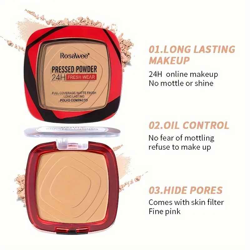 Matte Full Coverage Pressed Powder – 24H Weightless Finish with Puff-Face Powder-Blushia