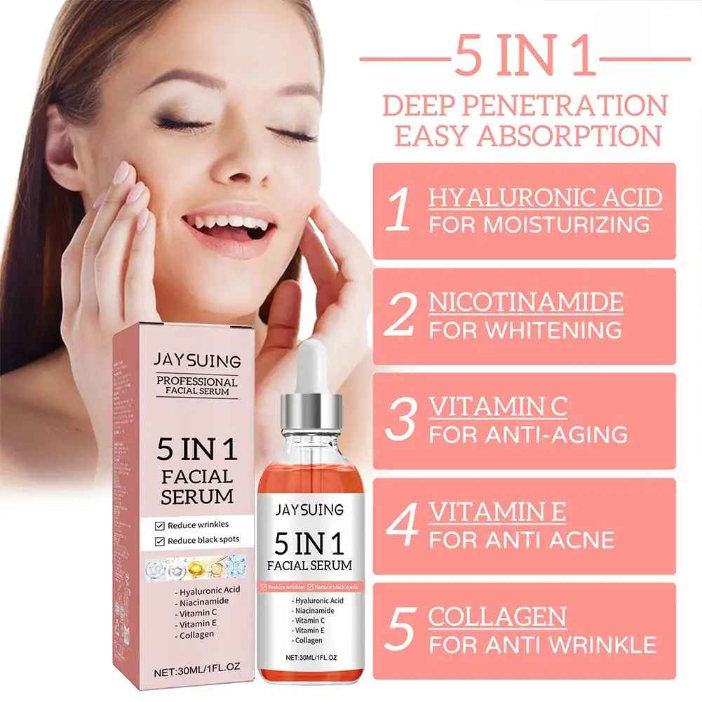 5-in-1 Vitamin C Face Serum – Hyaluronic Acid Firming & Pore Minimizing Care-Face Serum-Blushia