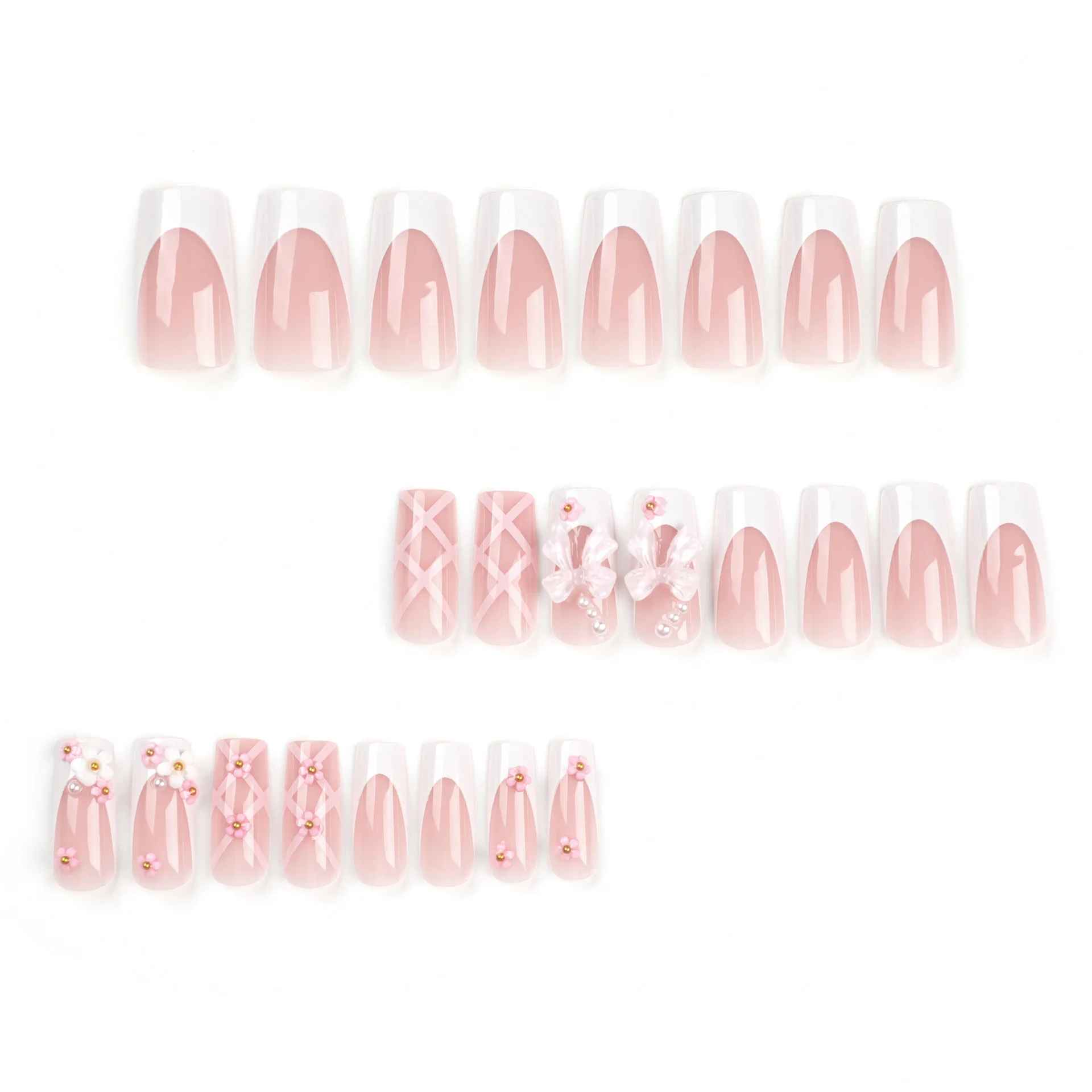 24pcs Coffin Shaped Fake Nails +1 Nail File +1 Jelly-False Nails-Blushia